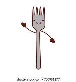 cartoon kitchen fork cutlery utensil for eating