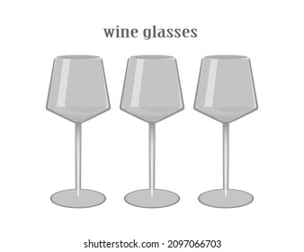 Colección de gafas de cocina de dibujos animados. Gafas de vino, gafas de flautas, gafas de cóctel. Utensilios de bebida iconos de vidrio objetos elementos aislados en fondo blanco, ilustración vectorial plana