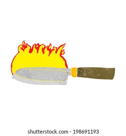cartoon kitchen knife on fire
