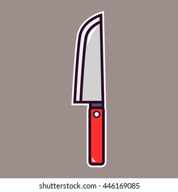 cartoon kitchen knife with outline