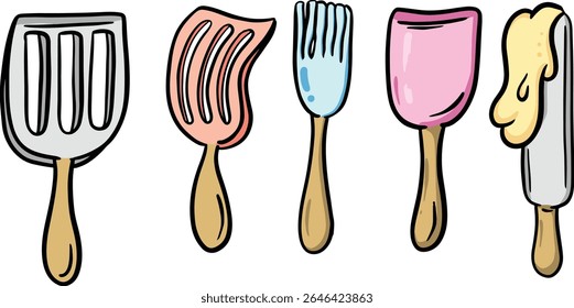 Ilustração de vetor de utensílios de cozinha de desenhos animados