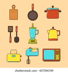Cartoon kitchen utensils icon