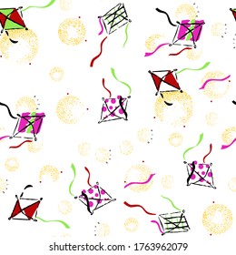 Cartoon kite picture pattern, vector illustration, abstract circle as background