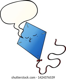 cartoon kite with speech bubble in smooth gradient style