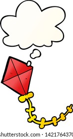 cartoon kite with thought bubble in smooth gradient style