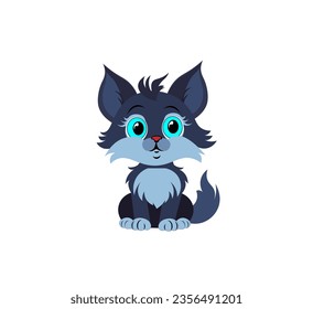 Cartoon kitten with big eyes on a white background. Vector illustration