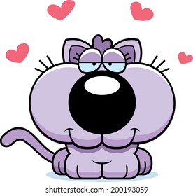 A cartoon kitten with an in love expression.