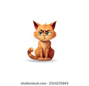 Cartoon kitten on a white background. Vector illustration