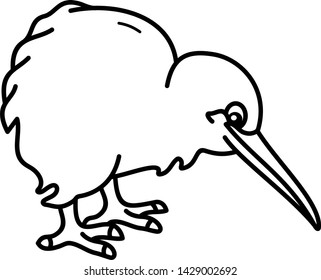 Cartoon kiwi bird icon in outline style
