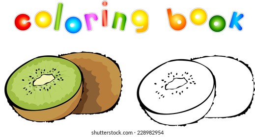 Cartoon kiwi coloring book. Vector illustration for children