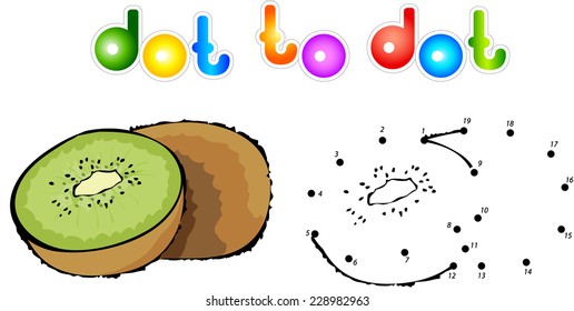 Cartoon kiwi dot to dot. Vector illustration for children