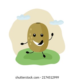 Cartoon kiwi in flat style. Vector illustration