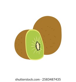 Cartoon Kiwi Fruit Flat Design Illustration