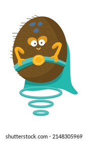 Cartoon kiwi superhero. Vector illustration