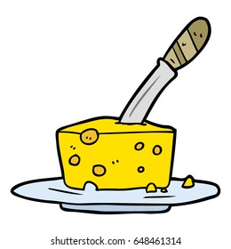 cartoon knife in block of cheese