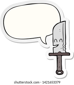 cartoon knife with speech bubble sticker