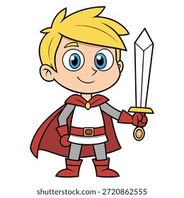 Cartoon Knight Boy Character Vector Illustration