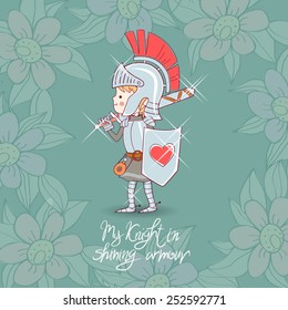 Cartoon knight boy, My knight in shining armor greeting card