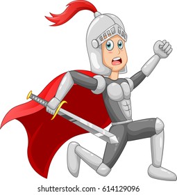 Cartoon knight boy Vector illustration