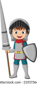 Cartoon Knight Holding Lance Shield Stock Vector (Royalty Free ...