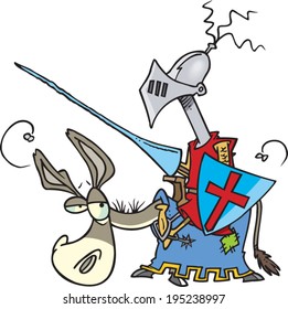 cartoon knight riding a donkey