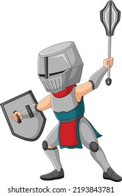 Cartoon knight with a shield