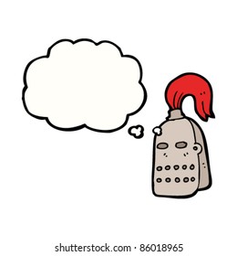 cartoon knight's helmet with thought bubble