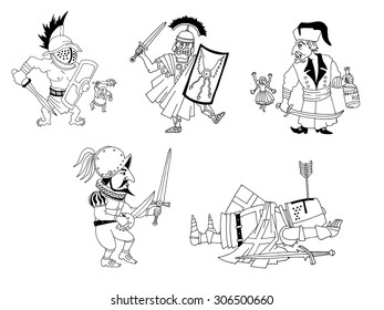 Cartoon knights and warriors