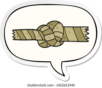 cartoon knotted rope with speech bubble sticker