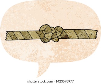 caricatura con cuerda nuda con burbuja de habla en un estilo retro angustiado estilo texturado grunge