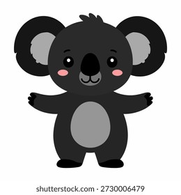A cartoon koala bear with large round ears, outstretched arms and a pleasant expression.   