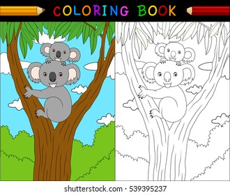 Cartoon koala coloring book, Australian animals series 