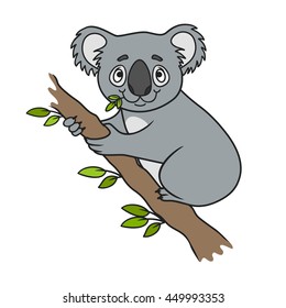 Cartoon koala. coloring book. Vector illustration of cute animal. doodle