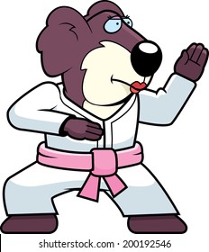 A cartoon koala doing karate in a gi.