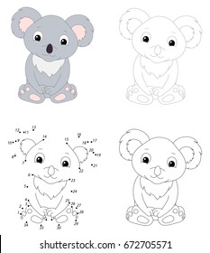 Cartoon koala. Dot to dot educational game for kids