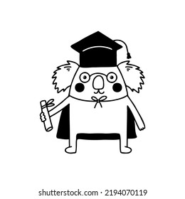 Dibujo de un estudiante graduado de Cartoon koala. Antecedentes de la ceremonia de premiación.