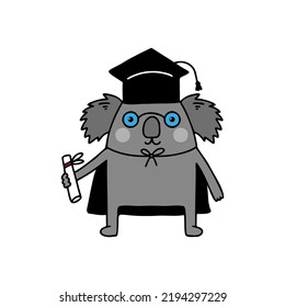 Dibujo de un estudiante graduado de Cartoon koala. Antecedentes de la ceremonia de premiación.