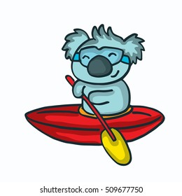 Cartoon koala on the ship