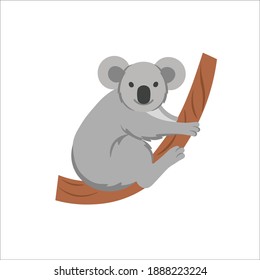 Cartoon koala on a white background.Flat cartoon illustration for kids.