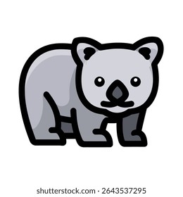 Cartoon koala fica olhando para frente vista isolada