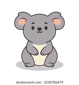 Imagen del Vector del koala de la historieta que se sienta en un fondo blanco.