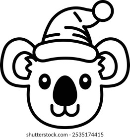 A cartoon koala wearing a red santa hat