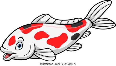 Cartoon koi fish on white background