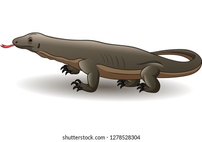 Cartoon komodo dragon isolated on white background