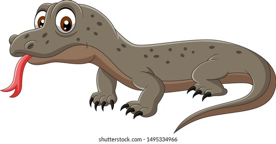 Cartoon komodo dragon isolated on white background