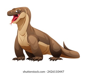 Cartoon komodo dragon. Vector illustration isolated on white background