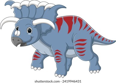 Cartoon kosmoceratops dinosaur on white background of illustration