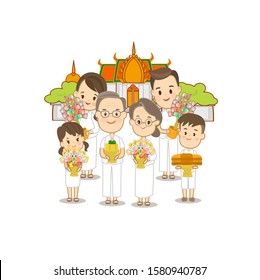 cartoon Krathin ceremony Thailand vector