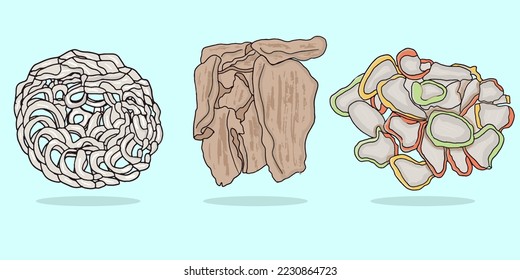  	
Cartoon Krupuk from indonesia in simple doodle style