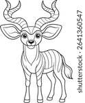 Cartoon kudu antelope coloring page for fun wildlife themed kids activities